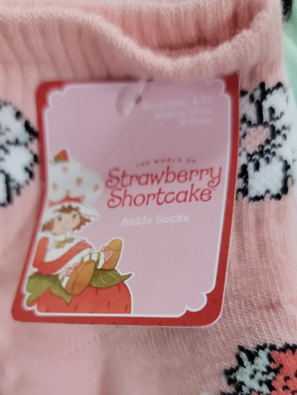Girls Strawberry Shortcake No-Show Footies - Pink/Mint/Coral/White (5 Pack)